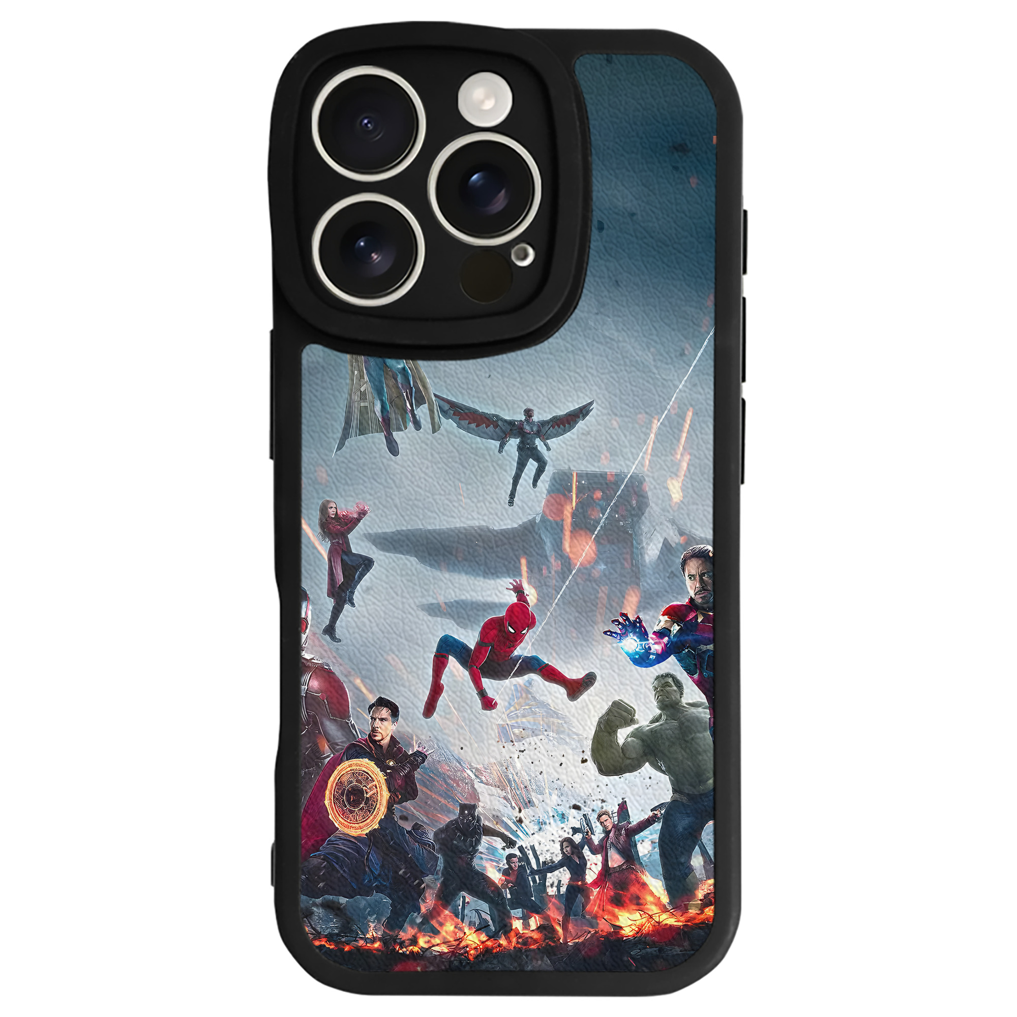 （画像用） アベンジャーズ The Avengers 【iPhone 16シリーズ対応】シリコンスマホケース（レザー調） 材質：シリコン